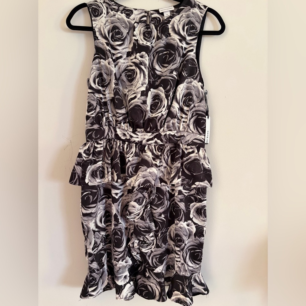Floral Black and White Dress